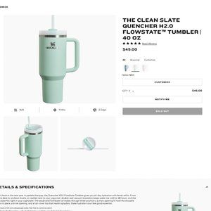 THE CLEAN SLATE QUENCHER H2.0 FLOWSTATE™ TUMBLER | 40 OZ